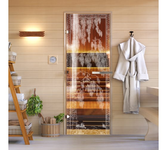Дверь для бани DoorWood Березка бронза, 1700x700 мм, левая DW-00014795