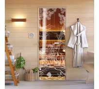 Дверь для бани DoorWood Мишка в лесу бронза, 2000x800 мм. левая DW-00014787