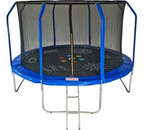 Батут с лестницей SportElite 12FT 3.66 м, GAME фиберглас с принтом, защитной сеткой внутрь FR-50-12FT