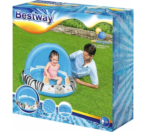 Детский надувной бассейн c навесом BestWay Safary Sun 97x66 см 52559 104785