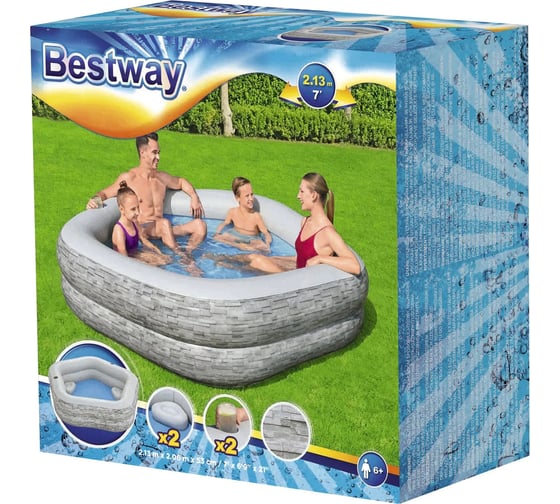 Семейный надувной бассейн BestWay TruPrint 213x206x53 см 54423 104789