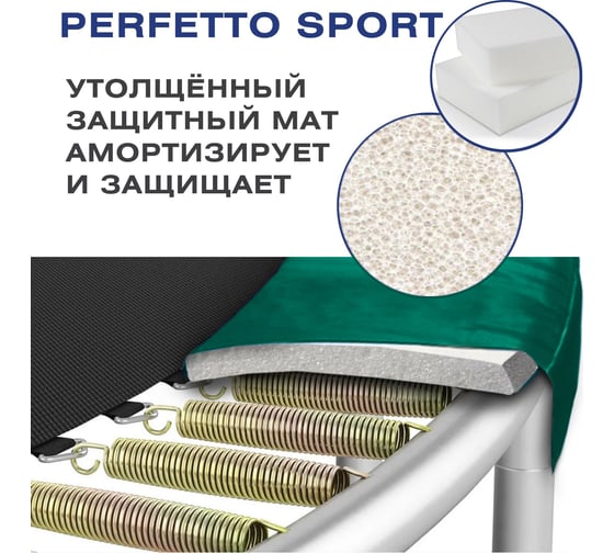 Батут с защитной cеткой Perfetto Sport PREMIUM MOVING 10", диаметр 3 м, зеленый СГ000005557