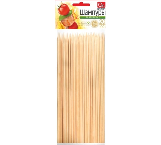 Деревянные шампуры GRIFON 20 см, 100 шт. 400-123