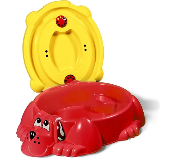 Песочница с крышкой Sheffilton KIDS Собачка 432 красная/желтая П-376 1
