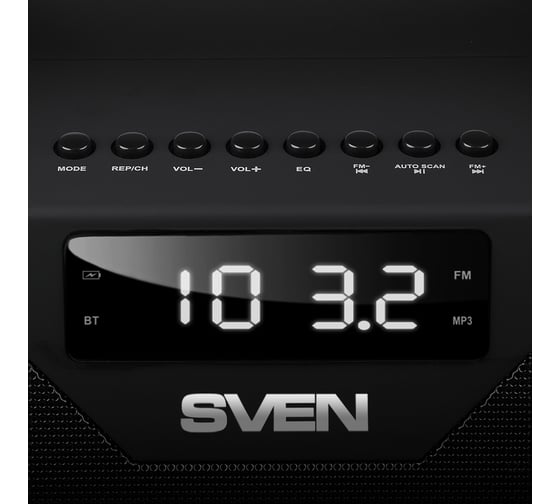 Портативная колонка SVEN АС PS-470 черная, 18 Вт, Bluetooth, FM, USB, microSD, LED-дисплей, 1800 мА*ч SV-015244