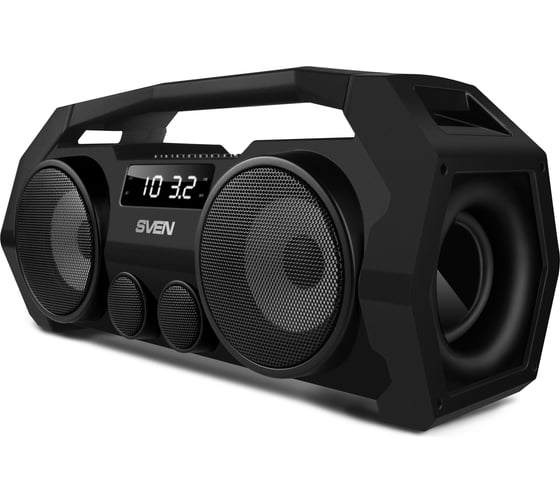 Портативная колонка SVEN АС PS-465 черная, 18 Вт, Bluetooth, FM, USB, microSD, LED-дисплей, 1800 мА*ч SV-016173