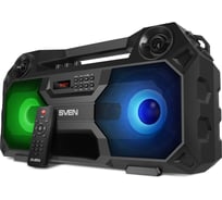 Портативная колонка SVEN АС PS-520 черная, 36 Вт, TWS, Bluetooth, FM, USB, microSD, LED-дисплей, пульт, 2000 мА*ч SV-019099