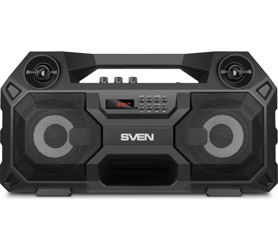Портативная колонка SVEN АС PS-520 черная, 36 Вт, TWS, Bluetooth, FM, USB, microSD, LED-дисплей, пульт, 2000 мА*ч SV-019099