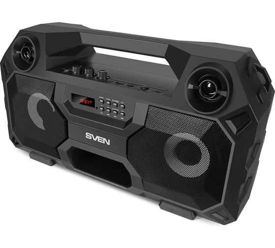 Портативная колонка SVEN АС PS-520 черная, 36 Вт, TWS, Bluetooth, FM, USB, microSD, LED-дисплей, пульт, 2000 мА*ч SV-019099