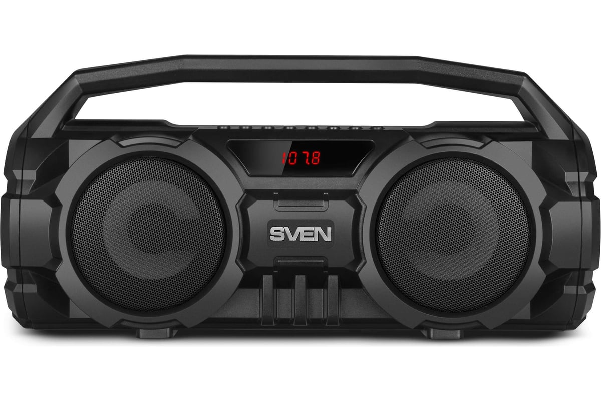 Портативная колонка SVEN АС PS-415 черная, 12 Вт, Bluetooth, FM, USB,  microSD, LED-дисплей, 1500 мА*ч SV-019631