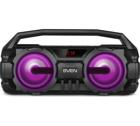 Портативная колонка SVEN АС PS-415 черная, 12 Вт, Bluetooth, FM, USB, microSD, LED-дисплей, 1500 мА*ч SV-019631