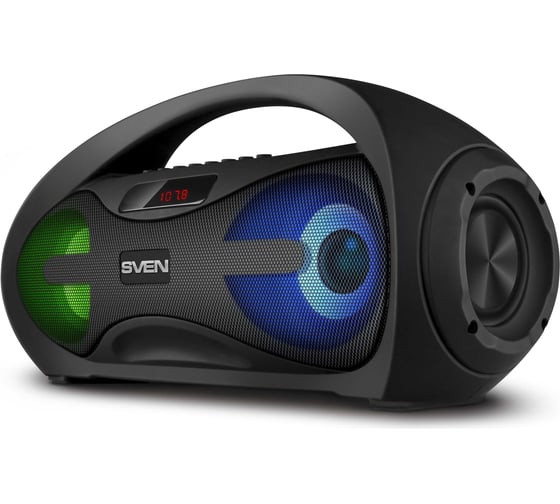 Портативная колонка SVEN АС PS-425 черная, 12 Вт, Bluetooth, FM, USB, microSD, LED-дисплей, 1500 мА*ч SV-019624