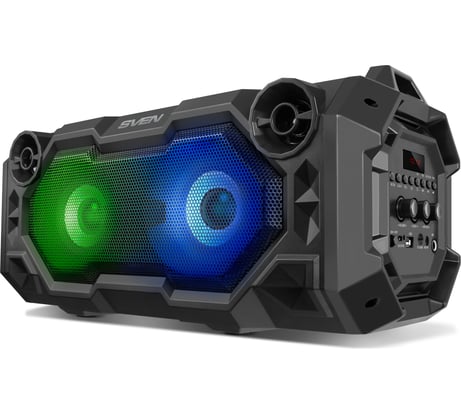 Портативная колонка SVEN АС PS-500 черная, 36 Вт, Bluetooth, FM, USB, microSD, LED-дисплей, 2000 мА*ч SV-018757