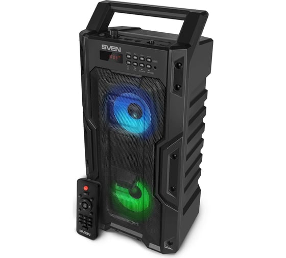 Портативная колонка SVEN АС PS-435 черная, 20 Вт, TWS, Bluetooth, FM, USB, microSD, LED-дисплей, пульт, 2000 мА*ч SV-019075
