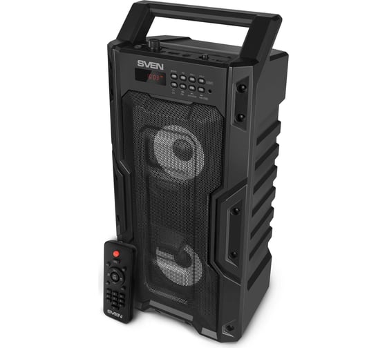Портативная колонка SVEN АС PS-435 черная, 20 Вт, TWS, Bluetooth, FM, USB, microSD, LED-дисплей, пульт, 2000 мА*ч SV-019075