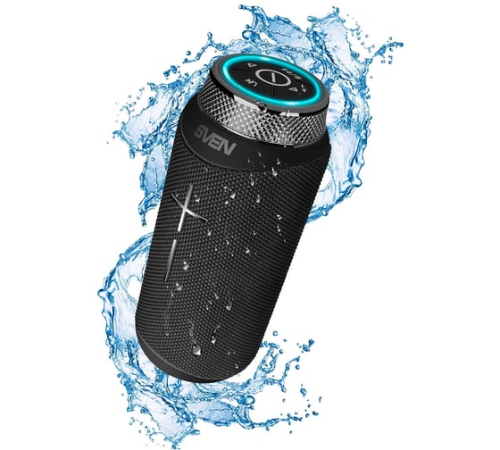 Портативная колонка SVEN АС PS-280 черная, 12 Вт, Waterproof (IPx6), TWS, Bluetooth, FM, USB, microSD, 2400 мА*ч SV-020521
