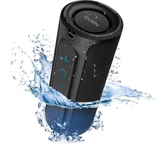 Портативная колонка SVEN АС PS-300 черная, 24 Вт, Waterproof (IPx7), TWS, Bluetooth, 2000 мА*ч SV-021221