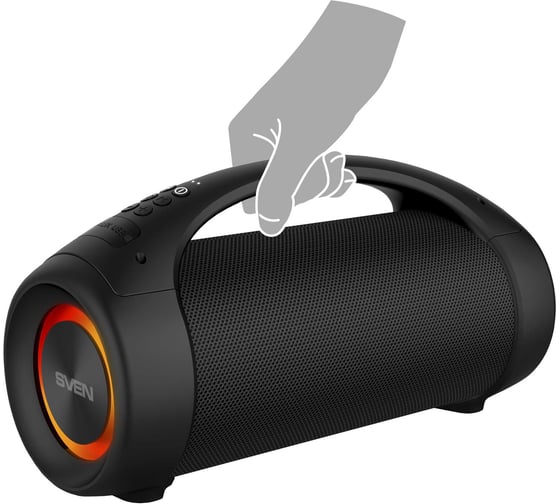 Портативная колонка SVEN АС PS-370 черная, 40 Вт, Waterproof (IPx5), TWS, Bluetooth, FM, USB, microSD, 3600 мА*ч SV-020408