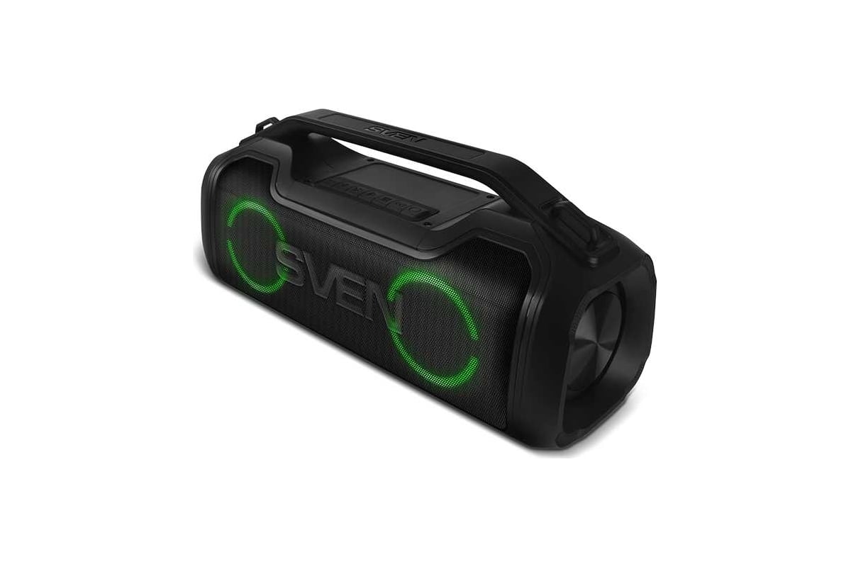 Портативная колонка SVEN АС PS-390 черная, 50 Вт, Waterproof (IPx5), TWS,  Bluetooth, microSD, 3600 мА*ч SV-021306 - выгодная цена, отзывы,  характеристики, фото - купить в Москве и РФ