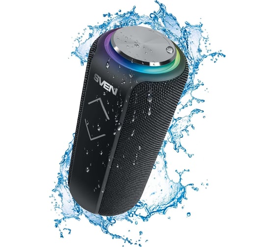 Портативная колонка SVEN АС PS-275 черная, 12 Вт, Waterproof (IPx5), TWS, Bluetooth, FM, USB, microSD, 2400 мА*ч SV-020866