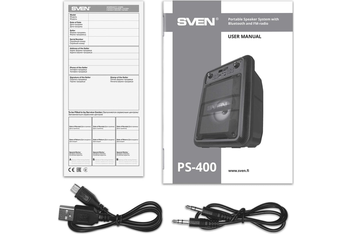 Портативная колонка SVEN АС PS-400 черная, 12 Вт, TWS, Bluetooth, FM, USB,  microSD, LED-дисплей, 1200 мА*ч SV-020491