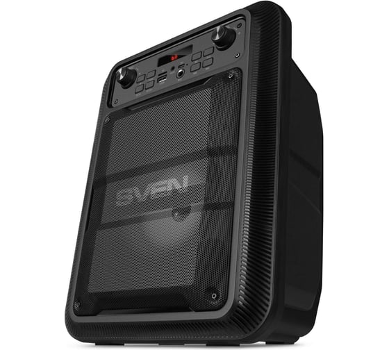 Портативная колонка SVEN АС PS-400 черная, 12 Вт, TWS, Bluetooth, FM, USB, microSD, LED-дисплей, 1200 мА*ч SV-020491