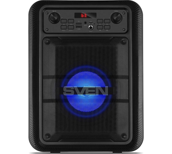 Портативная колонка SVEN АС PS-400 черная, 12 Вт, TWS, Bluetooth, FM, USB, microSD, LED-дисплей, 1200 мА*ч SV-020491