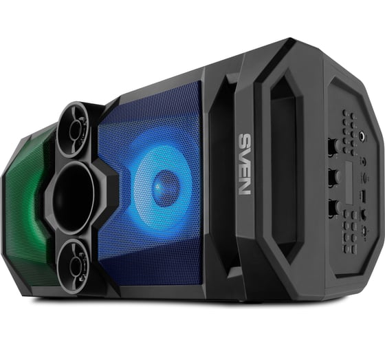 Портативная колонка SVEN АС PS-650 черная, 50 Вт, TWS, Bluetooth, FM, USB, microSD, LED-дисплей, 4000 мА*ч SV-018450