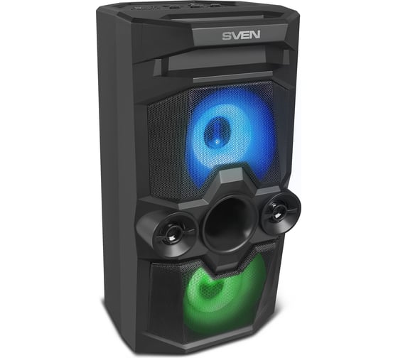 Портативная колонка SVEN АС PS-650 черная, 50 Вт, TWS, Bluetooth, FM, USB, microSD, LED-дисплей, 4000 мА*ч SV-018450