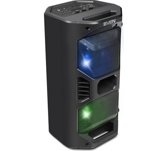 Портативная колонка SVEN АС PS-600 черная, 50 Вт, TWS, Bluetooth, FM, USB, microSD, LED-дисплей, 4000 мА*ч SV-018443
