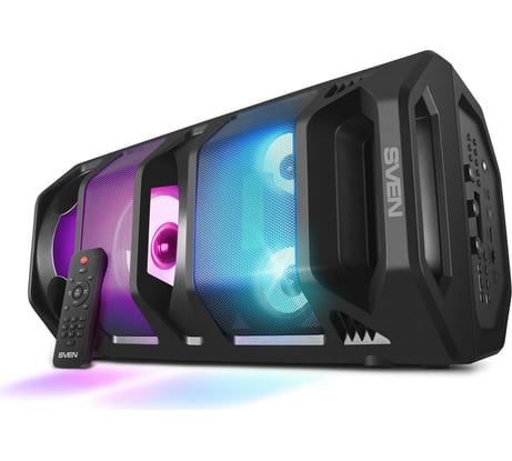 Портативная колонка SVEN АС PS-670 черная, 65 Вт, TWS, Bluetooth, FM, USB, microSD, LED-дисплей, пульт, 4400 мА*ч SV-020170