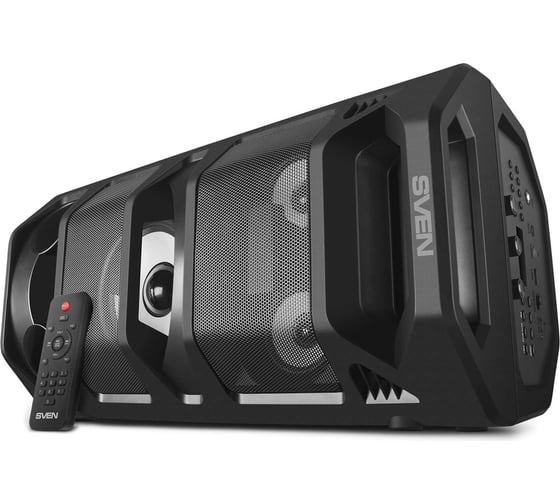 Портативная колонка SVEN АС PS-670 черная, 65 Вт, TWS, Bluetooth, FM, USB, microSD, LED-дисплей, пульт, 4400 мА*ч SV-020170