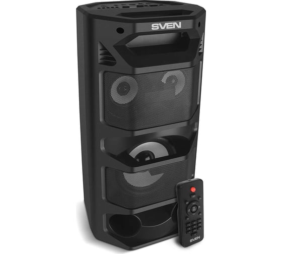 Портативная колонка SVEN АС PS-670 черная, 65 Вт, TWS, Bluetooth, FM, USB, microSD, LED-дисплей, пульт, 4400 мА*ч SV-020170