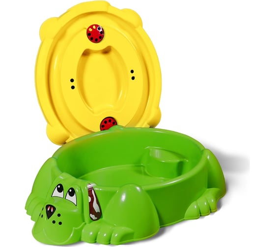 Песочница с крышкой Sheffilton KIDS Собачка 432 зеленая/желтая П-376 5