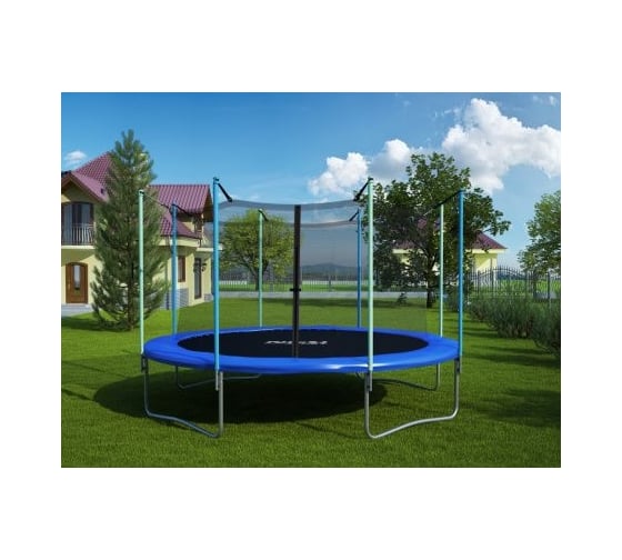 Батут Atlas Sport 374 см 12ft со внутренней сеткой и лестницей BLUE 2071000473741