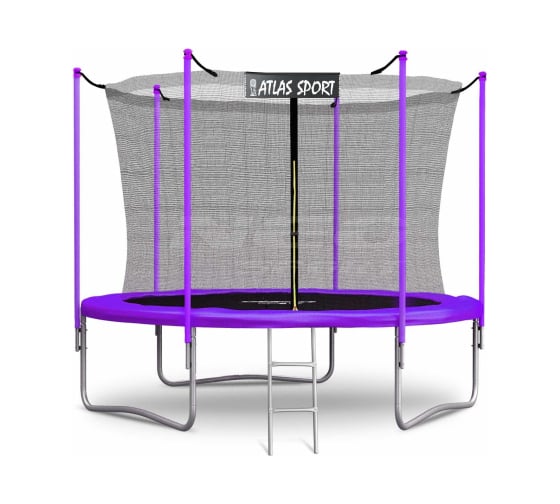 Батут Atlas Sport 252 см 8ft со внутренней сеткой и лестницей PURPLE 2071000479996 1
