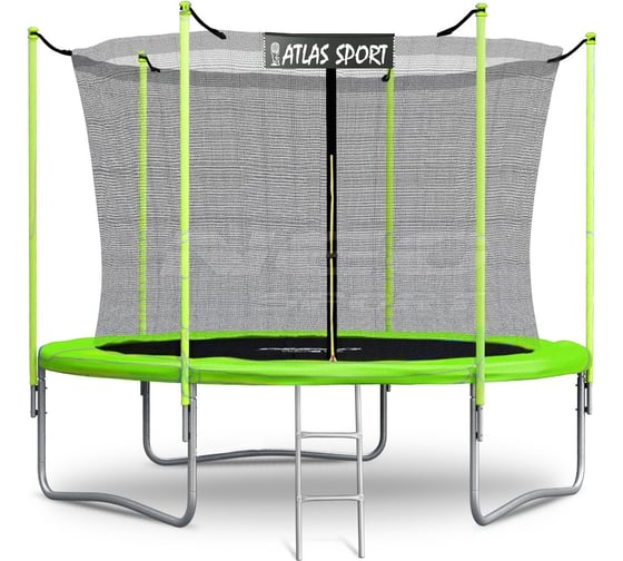 Батут Atlas Sport 312 см со внутренней сеткой и лестницей GREEN 2071000403113 1
