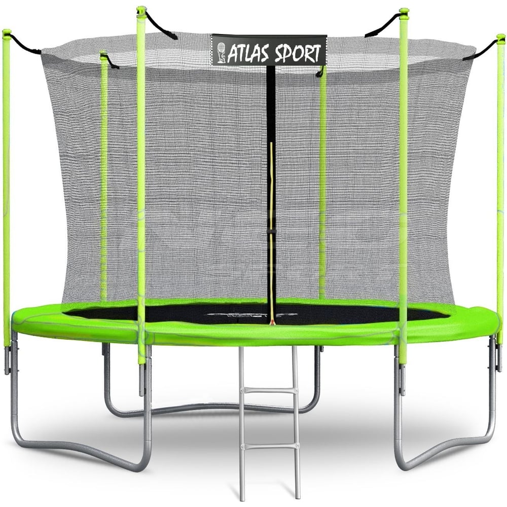 Батут Atlas Sport 252 см 8ft со внутренней сеткой и лестницей GREEN ...