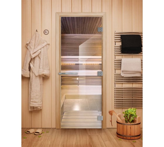 Дверь для бани DoorWood эталон прозрачная, 2000x800 мм УТ-00012009 1