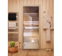 Дверь для бани DoorWood эталон прозрачная, 2000x800 мм, левая, петли слева DW-00014823