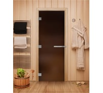Дверь для бани DoorWood эталон матовая бронза, 1900x700 мм, левая, петли слева DW-00014819
