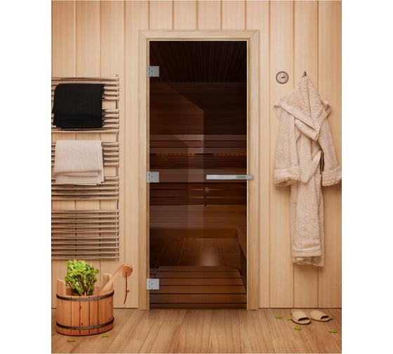 Дверь для бани DoorWood эталон бронза, 2000x800 мм, левая, петли слева DW-00014816
