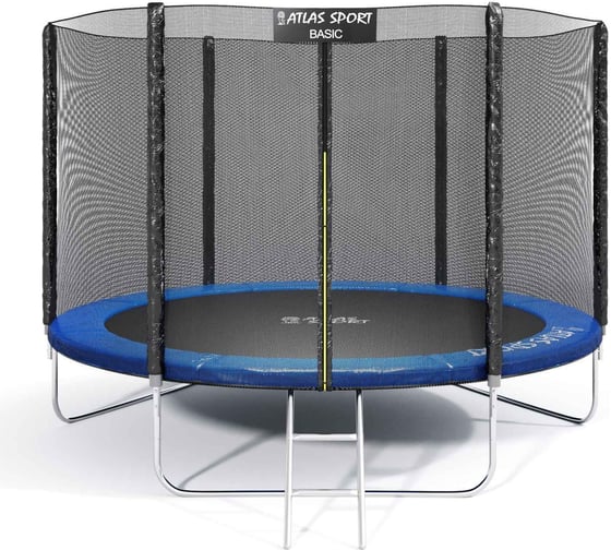 Батут Atlas Sport BASIC 312 см 10ft 3 ноги с внешней сеткой и лестницей BLUE 2071000443126 1