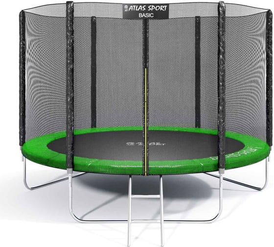 Батут Atlas Sport BASIC 312 см 10ft 3 ноги с внешней сеткой и лестницей GREEN 2071000443119
