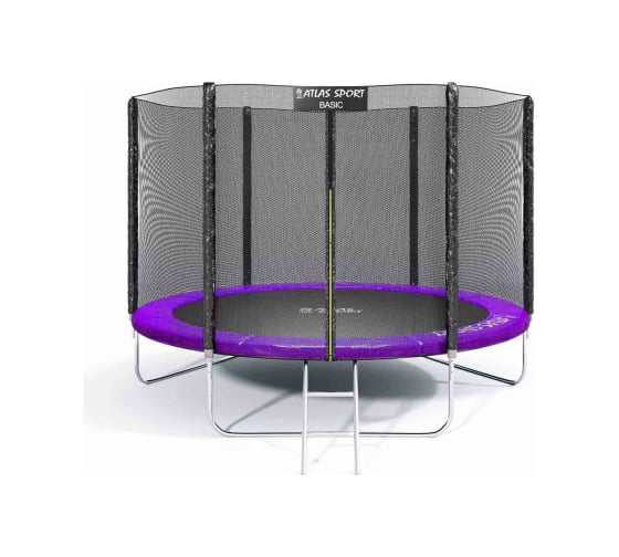 Батут Atlas Sport BASIC 312 см 10ft 3 ноги с внешней сеткой и лестницей purple 2071000459110