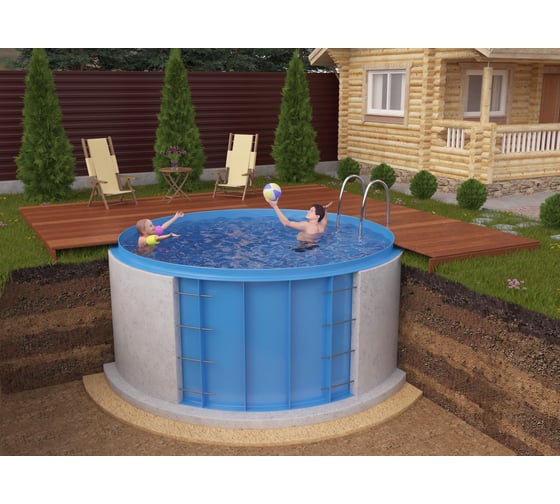 Круглый бассейн под грунт с ребрами жесткости Экосети S5 1.5x1.5 м ПКРБ1515S5