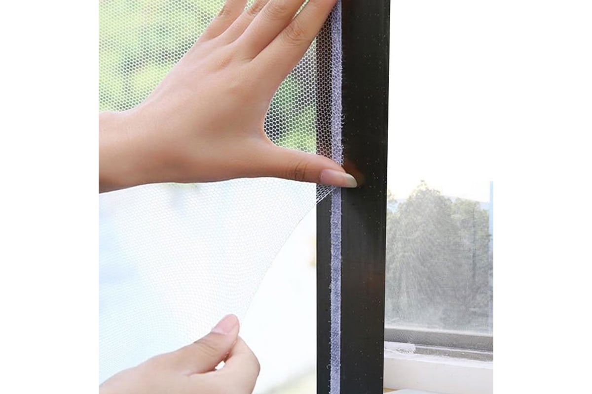 Москитная сетка для окон INBLOOM с крепежной лентой, 1.3x1.5 м ...