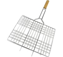 Решетка для гриля на мангал Бацькина баня для овощей, сыра, мяса, рыбы, грибов, плоская, 35x25 см 50612-ВИ