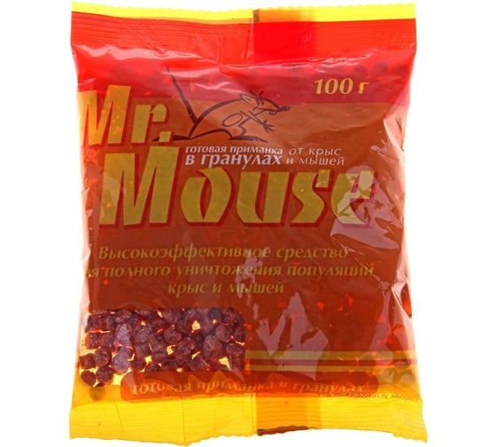 Гранулы от грызунов 100гр в пакете, 1шт Mr.Mouse СЗ.040003 1