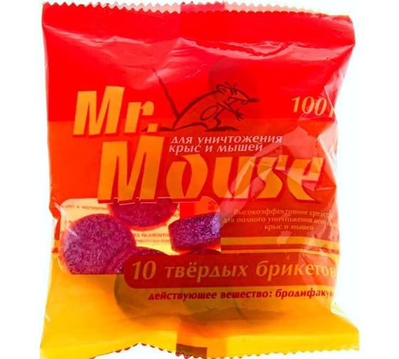 Парафин-брикет от грызунов 100гр, 1шт Mr.Mouse СЗ.040004